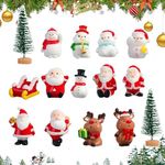 11 Pieces Mini Christmas Figures Set, Santa Claus Snowman Elk Christmas Party Supplies Cupcake Figures Cake Topper Cake Decoration for Children Birthday Party Baby Shower Family Dinner Decoration