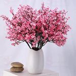 SATYAM KRAFT 1 Bunch Artificial Babys Breath Gypsophila Flower Bunch Decorative Items for Home, Living Room Table, Diwali, Plants, for Deepawali (Without Vase Pot) (Pink)(Fabric)