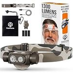 DanForce Headlamp Rechargeable, American LED Ultra Bright 1300 Lumens Head lamp, USB Type C Rechargeable Headlamp,IPX65 Head Light, Dimmable, Revolution Surfaces Headlight - The Eye of The Sky