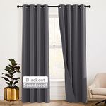 RYB HOME Soundproof Curtains Blackout - 3 Layers Light Block Noise Cancelling Thermal Insulated Curtains for Living Room Bedroom Room Divider, 52 inch Wide x 108 inch Long, Grey, 2 Panels