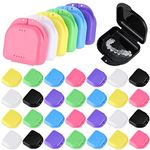 Retainer Case with Vent Holes Mouth Guard Container Case Dental Storage Container Multicolor Dental Retainer Box (Lovely Color, 32 Pcs)