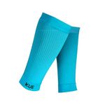 KUE Compression Calf Sleeves for Men and Women | Running, Sports Activity | Improved Blood Circulation, Swelling, Calf Support in & Recovery, Protect from Strain & Injuries Turquoise; Size - L/XL