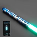 G4E Lightsaber with Bluetooth App, Smooth Swing and Premium 2-tone Aluminium Hilt. 16 Light Saber Sound Modes, Infinite RGB Colour Change and suitable for Heavy Dueling with other Sabers.(Blue)