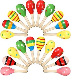 20 Pcs Mini Wood Maracas Wooden Festival Maracas Toys 4.3 Inches Mexican Maracas Kids Toys Cinco De Mayo Noisemaker Birthday Holiday Party Favors Educational and Learning Activities for Kids