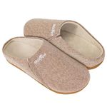 ERGOfoot Orthopedic Plantar Fasciitis Slippers with Arch Support, Non-slip Wool House Slippers for Indoor Outdoor(Apricot UK 6)