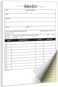 321Done 2-Part Carbonless Invoice Purchase Order Form, 50 Sets per Pad, Sales Receipt, Small Half-Letter Size 5.5" x 8.5", Made in The USA, Invoice Script