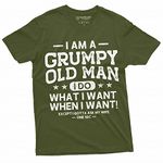 Men's Grumpy old Man Ask my wife Funny T-shirt | papa Grandpa Tee Shirt, Military Green, X-Large