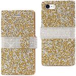 Reiko iPhone 7 Jewelry Rhinestone Wallet Case Cell Phone Case for iPhone 7 - Gold