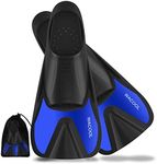 WACOOL Adult Short Light Travel Size Full Foot Pocket Fins Flippers for Snorkeling Diving Scuba or Swimming Training (Blue XL)