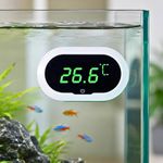 VAYINATO (Oval) Digital Aquarium Thermometer for Fish Tank, LED Touch Screen Temperature Monitor, Stick-On Waterproof Thermometer with High Precision Sensor for Freshwater & Saltwater Aquariums