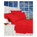 CELINE LINEN Luxurious Bed Sheets Set 1800 Thread Count Egyptian Quality Wrinkle Free 4-Piece Sheet Set with Deep Pockets , Queen Red