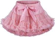 LACOFIA Girl's Tutu Skirt Kids Ruffle Layered Tulle Skirt Princess Tutu Pettiskirt Party Dance Bubble Mini Skirt Medium Pink L 8-10 Years