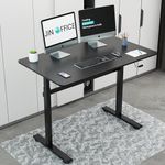 JIN OFFICE Height Adjustable Desk Manual | Manual Sit Stand Desk with Hand Crank for Height Adjustment | Additional Crossbar for Stability| Height Adjustable Table 1400 * 600 mm Table Top