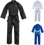 Mytra Fusion Karate Suit Uniform Multiple Sizes and Colors Jiu Jitsu, BJJ Gi Ultra Lightweight Jujitsu Gi for Men, Women & Kids (Black, 5/180)