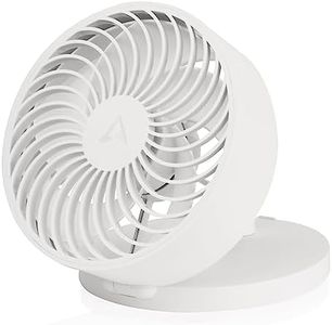 ARCTIC Summair Plus - Portable Fan with Integrated Rechargeable Battery, USB-C Connection (incl. USB-A Charging Cable), Stepless Adjustable Desk Fan 600–3300 RPM - White