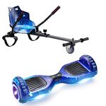 WEELMOTION Galaxy Blue 6.5" Hoverboard with Hoverboard Go Kart Attachment, with Shining Wheels, Vibrant LED Lights, speaker and free Hover Board Bag, UL2272 Certified