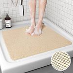 Shower Mat (53 * 53CM), Non Slip Bath Mats for Inside Bath, Anti Mould Antibacterial PVC Loofah Shower Mat, Soft Comfort Bath Mat Massage Mat for Shower Stall, Quick Drying (Beige, 53x53cm)