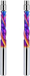 2PCS Up & Down Cut Spiral Flush Trim Router Bit 1/4 Inch Shank 1/4 Inch Cutting Diameter, CNC Router Bits End Mill for Wood Cutting, Slot Mortise, Engraving