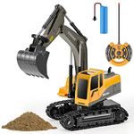 Kizeefun Remote Control Excavator, RC Digger with Lights and Sounds for Kids, 2.4GHz 360° RotationTrucks for Boys Girls 6-12 Years