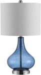 Safavieh Lighting Collection Brooks Blue Glass 24-inch Bedroom Living Room Home Office Desk Nightstand Table Lamp (LED Bulb Included)