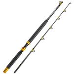 Burning Shark Jigging Rod Saltwater Offshore Heavy Trolling Fishing Rod 2 Pieces Conventional Boat Fishing Rod with Roller Guides- Gloden 6'