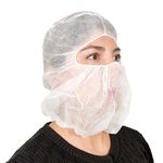 QIAN SOU Disposable Bouffant Hoods Full Face Beard Hair Net, White, Large