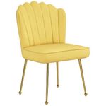 HOMCOM Shell Luxe Velvet Accent Chair with Gold-tone Metal Legs, Modern Vanity Chair for Living Room, Bedroom, Home Office, Yellow