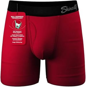 Shinesty Hammock Support Mens Boxer Briefs with Pouch | Mens Underwear with Fly | US Small Red