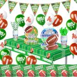 212PCS Football Party Decorations Set Football Party Supplies Kit for 24 Guests with Tablecloth Dinner Plates Tableware Napkins Cups Banner Balloons for Football Birthday Party Theme Gameday