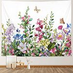 RosieLily Floral Tapestry, Flower Tapestry Wall Hanging Spring Tapestry Colorful Plant Wildflower Nature Wall Tapestry Botanical Herbs Vintage Tapestry for Bedroom Living Room Dorm, 59" x 79" Inches