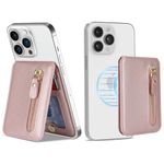 Zouzt for Magnetic Wallet, Compatible with MagSafe Wallet, 5 Card Holder, Strong Magnetic with Zipper for iPhone 16 Pro Max / 15/14 / 13/12 / 11 / Plus/Pro/Mini Series - Pink