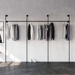 pamo clothes rail industrial loft design - KIM III - clothing rack for walk-in wardrobe I bedroom clothes rack made of black sturdy water pipes/ tubes with wall mounting
