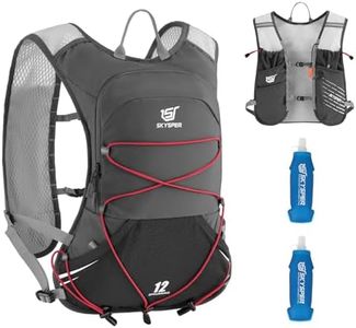SKYSPER Gilet Hydratation Running 12L, Sac Trail avec 2 Bouteilles Souples 500ml Sac Hydratation Running pour Course à Pied Marathon Trail Randonnée