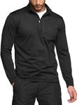 TSLA Men's Quarter Zip Thermal Pullover Shirts, Winter Fleece Lined Lightweight Running Sweatshirt, Pocket 1/4 Fleece Zip Black, XX-Large