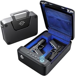 ONNAIS Gun Safe - Portable Gun Safes for Pistols, Biometric Car Gun Safe With Handle, Handgun Safe With Fingerprint Lock, Keypad and IC Card, Smart Gun Lock Box for Travel Nightstand Beside Home