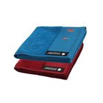 TEGO Cotton Performance Sports Towel (16 x 30 Inches) - Gym, Work Out, Fitness Towel - Mykonose Blue Orange - Rush Red