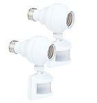 Westek Outdoor Motion Sensor Light Adapter, 2 Pack - This Outside Motion Activated Socket Control Turns On Lights When Movement is Detected - Screw In Adapter, 20ft Distance - OMLC163BC