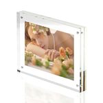 TRIXES 5X7 Acrylic Photo Frame – Magnetic Multi-Purpose Glass Effect Picture Frame Perfect to Display on Your Desk or Stand on Your Sideboard or Rest on the Wall Shelf