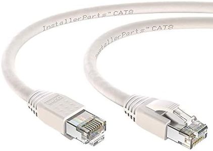 InstallerParts Ethernet Cable CAT8 Cable 1 FT - White - Professional Series - 40Gigabit/Sec Network/High Speed Internet Cable for Router, Modem,Gaming/2000 MHZ, 24AWG
