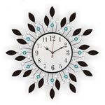 Vintage of world® Wall Clock for Home Stylish 20 inch dial 8 inch Black Colour Beautiful Flower Design Antique Style Art Unique Office Decor Iron Metal Glass (B0) (20 in)