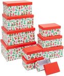 Juvale 10-Pack Christmas Nesting Gift Boxes with Lids for Presents, 10 Assorted Sizes, Stackable Nesting Gift Boxes, Christmas Boxes for Wrapping Gifts