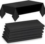 Songaa Disposable Plastic Tablecloths 5 Pcs, Plastic Rectangle Pure Black Tablecloths, Waterproof Plastic Tablecloth Party Tablecloths for Indoor or Outdoor Birthdays Weddings Christmas