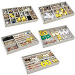 Jewellery Tray, 5 Pack Jewellery Organiser, Stackable Jewelry Organizer Trays, Velvet Jewellery Box, Jewelry Storage Tray for Drawer, 5 Style Jewellery Display Tray, Earring Storage Organiser (5 pcs)