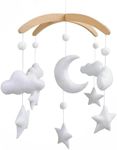 Sorrel + Fern Baby Crib Mobile (Moon, Cloud, & Stars) - Nursery Decor Ceiling Mobile or Crib Mobile for Boys & Girls (Foldable)