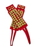 Shri Kalaivani Costumes 4-Line Ghungroo Anklet Velvet Pad Brass Classical Dance with Adjustable Strap for Women (Maroon)