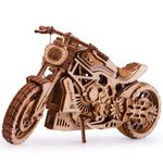 Wood Trick Motorcycle w/Rubber Band Motor Rides up to 16ft - Mechanical Model Kit for Adults and Kids - 10x4-3D Wooden Puzzles for Adults and Kids - Engineering DIY Wooden Models for Adults to Build