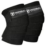 Knee Wraps (1 Pair) - 80" Elastic Knee and Elbow Support & Compression - For Weightlifting, Powerlifting, Fitness, WODs & Gym Workout - Knee Straps for Squats (Black)