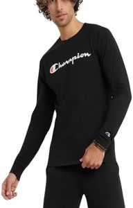 Champion Graphic Classic Jersey LS Tee T-Shirt, Nero/Nero, L Uomo