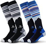 RIOROO Ski Socks Merino Wool,2/3 Pairs Pack Skiing and Snowboarding Socks For Men Women Youth,Winter Knee High Thermal Socks, Blue & Black, Large