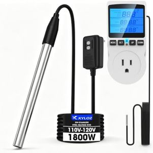 Xyloz 1800W Immersion Water Heater for Pool, Electric Fully Submersible Water Heater with Thermostat & GFCI, for Sink, Bathtub, Baptismal, Small Swimming Inflatable Pool, Hot Tub, Bucket Outdoor